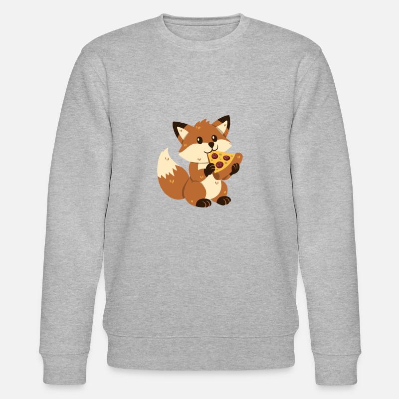 Fox with pizza - Stanley/Stella CHANGER Unisex Organic Sweatshirt - heather grey