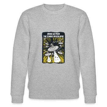 Aliens retten uns vor der Zombieapokalypse - Stanley/Stella Unisex Bio-Sweatshirt CHANGER  - Grau meliert - Vorne - Nik (191cm) & Marisol (170cm)