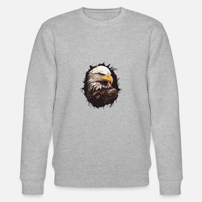 Bald Eagle Portrait - Stanley/Stella CHANGER Unisex Organic Sweatshirt - heather grey