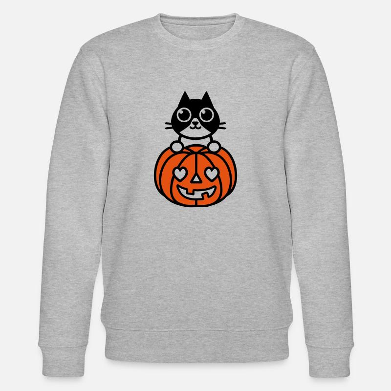 Katze & Kürbis - Stanley/Stella Unisex Bio-Sweatshirt CHANGER - Grau meliert