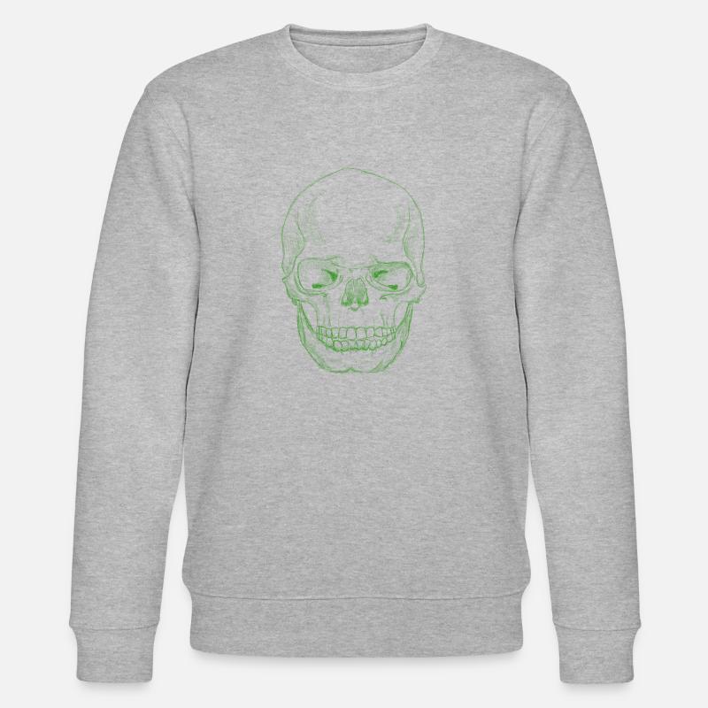 SkullSketchDarkGreen - Sweat bio CHANGER Stanley/Stella Unisexe - gris chiné