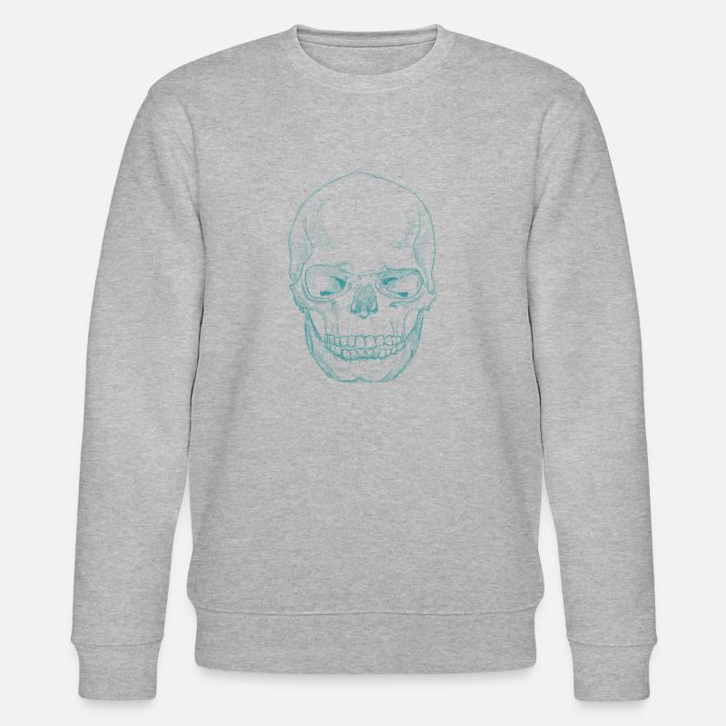 SkullSketchDarkTurquoise - Stanley/Stella Unisex Bio-Sweatshirt CHANGER  - Grau meliert