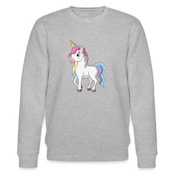 enhjørning - Stanley/Stella økologisk unisex-sweatshirt CHANGER  - grå meleret - Foran - Nik (191cm) & Marisol (170cm)