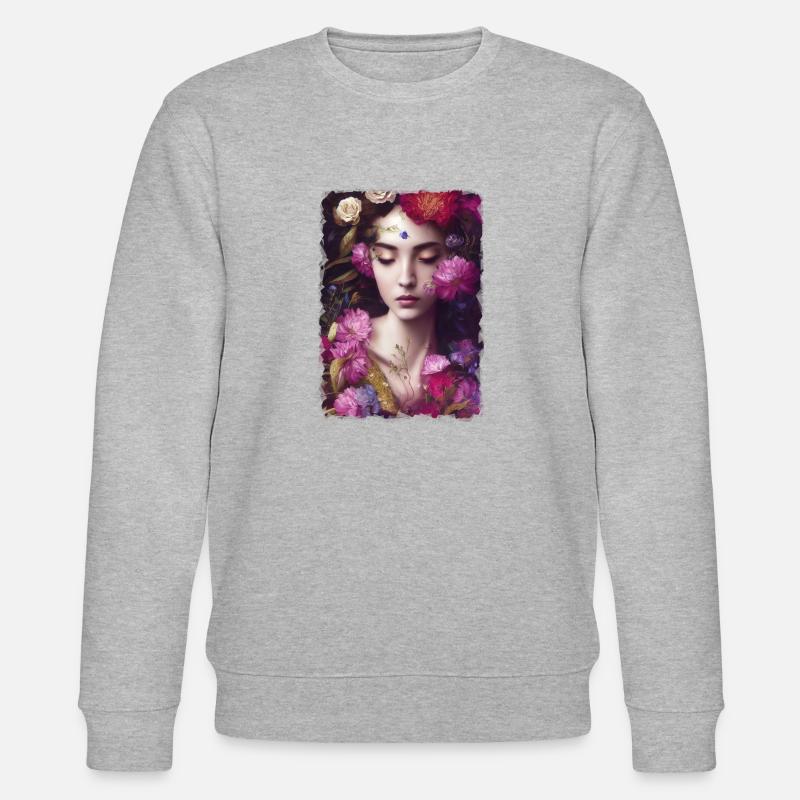 Frau mit Blumenumrandung - Stanley/Stella Unisex Bio-Sweatshirt CHANGER  - Grau meliert