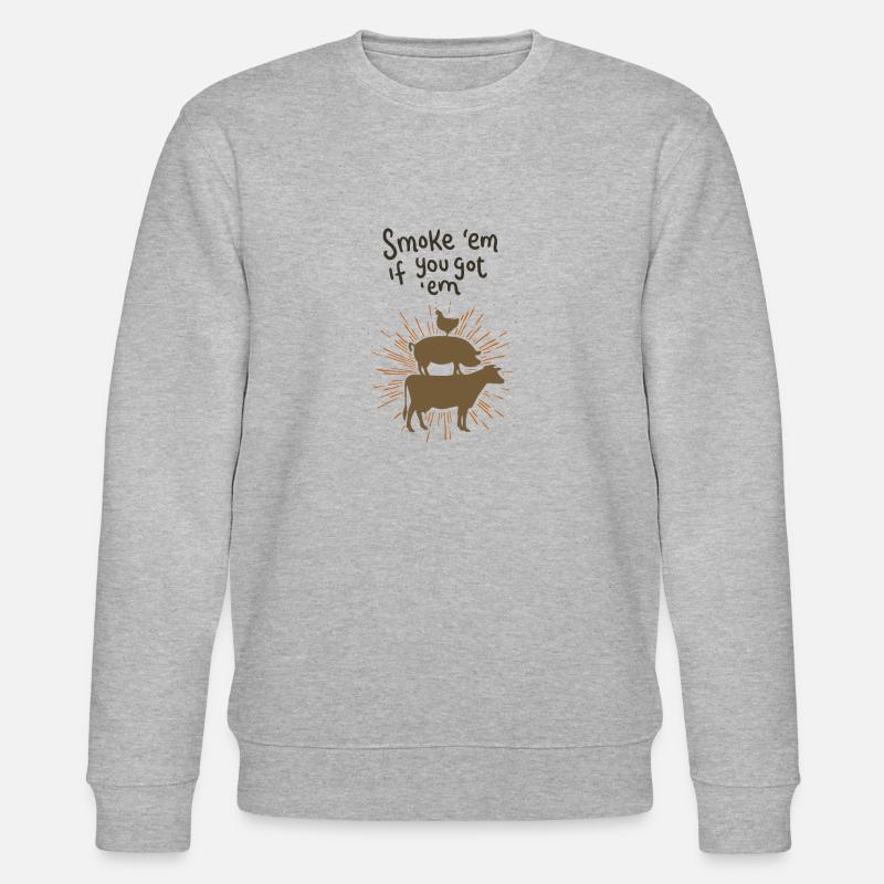 Lecker Fleisch für den Grill - Stanley/Stella Unisex Bio-Sweatshirt CHANGER  - Grau meliert