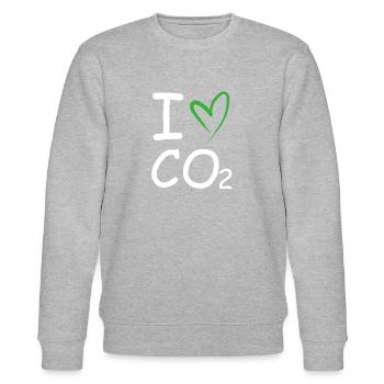Ich liebe co2 | Klimawandel, Naturschutz - Stanley/Stella Unisex Bio-Sweatshirt CHANGER  - Grau meliert - Vorne - Nik (191cm) & Marisol (170cm)