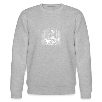 Gassi mit dem Golden Retriever in der Stadt - Stanley/Stella Unisex Bio-Sweatshirt CHANGER  - Grau meliert - Vorne - Nik (191cm) & Marisol (170cm)