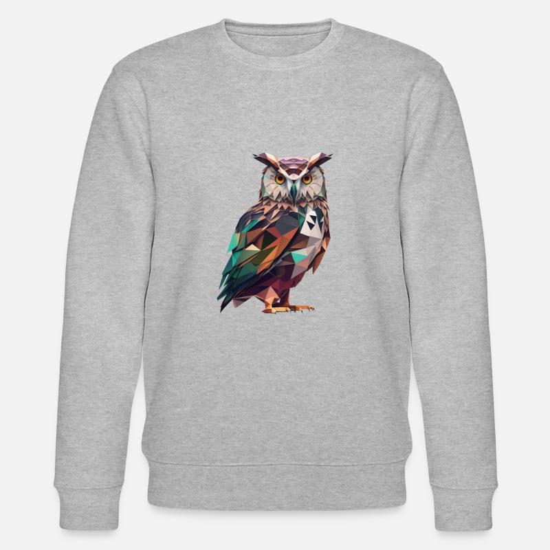 Magnificent Polygon Owl – Bird Art - Stanley/Stella CHANGER Unisex Organic Sweatshirt - heather grey