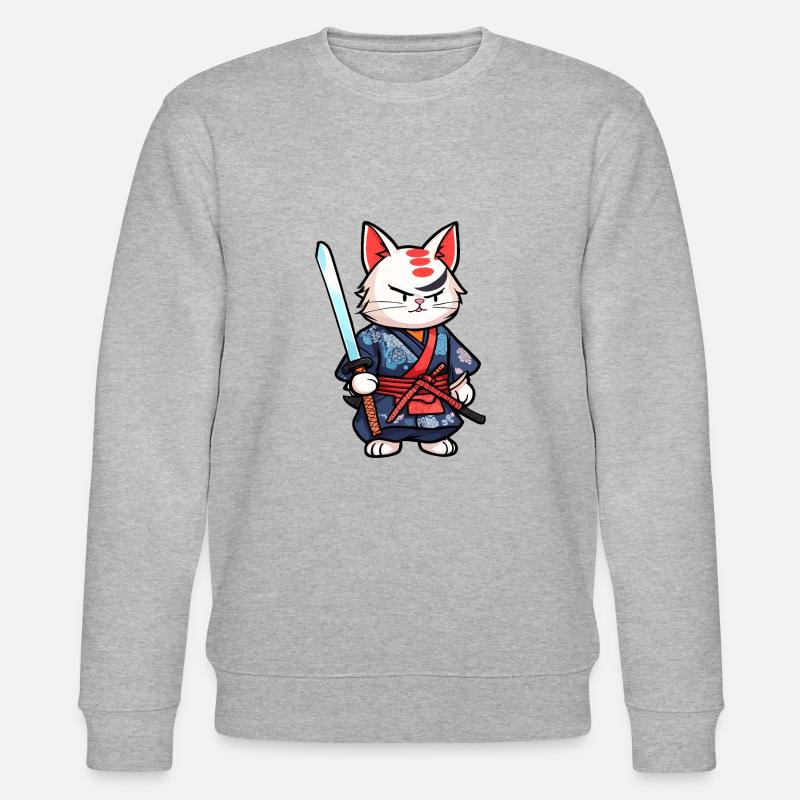 Chat samouraï #25 - Sweat bio CHANGER Stanley/Stella Unisexe - gris chiné