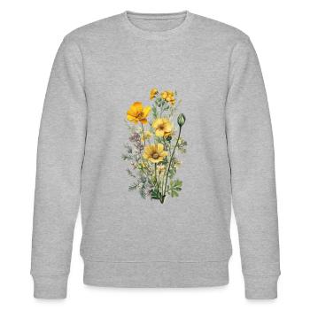 Wunderschönes Boho Blumen Herbarium Bouquet gelb - Stanley/Stella Unisex Bio-Sweatshirt CHANGER  - Grau meliert - Vorne - Nik (191cm) & Marisol (170cm)