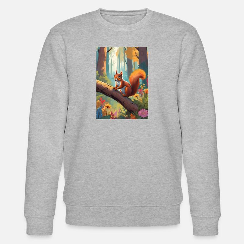 Eichhörnchen im Wald Grün - Stanley/Stella Unisex Bio-Sweatshirt CHANGER  - Grau meliert