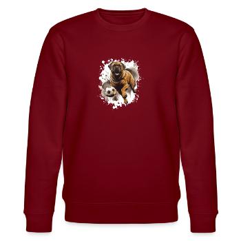 Mastiff Hund Fussball Sport Mannschaft - Stanley/Stella Unisex Bio-Sweatshirt CHANGER  - Burgunderrot - Vorne - Nik (191cm) & Marisol (170cm)