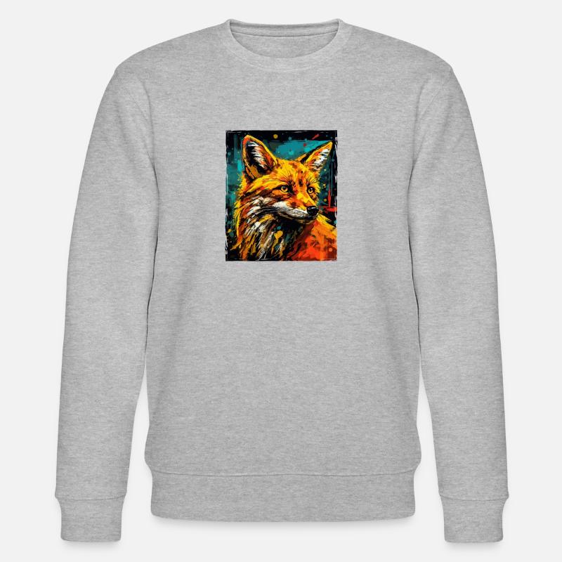 Portrait de renard - Sweat bio CHANGER Stanley/Stella Unisexe - gris chiné