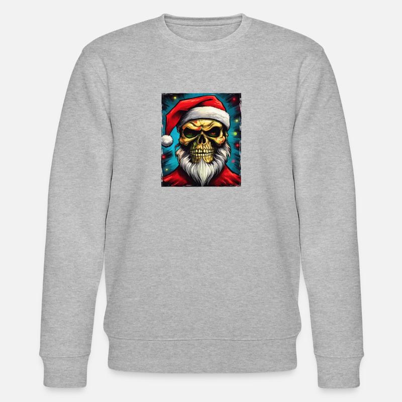 Weihnachtsmann Totenkopf - Stanley/Stella Unisex Bio-Sweatshirt CHANGER  - Grau meliert