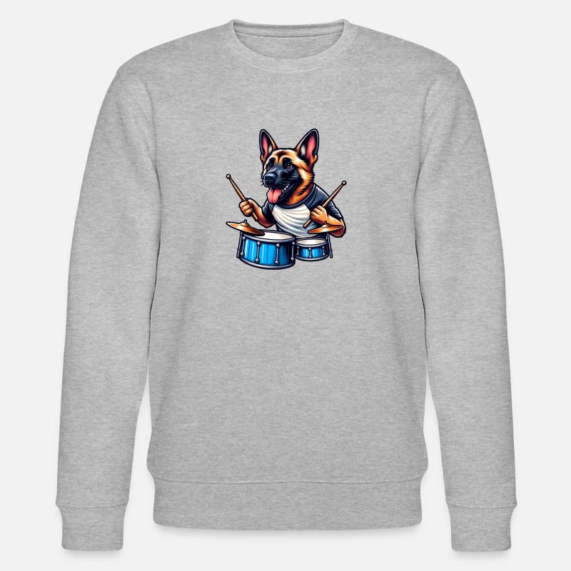 Cooler Malinois Drummer Design - Stanley/Stella Unisex Bio-Sweatshirt CHANGER  - Grau meliert