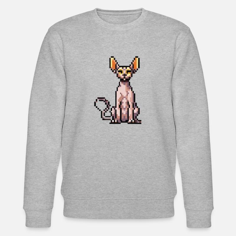Katze Pixel Kunst Geschenkidee - Stanley/Stella Unisex Bio-Sweatshirt CHANGER  - Grau meliert