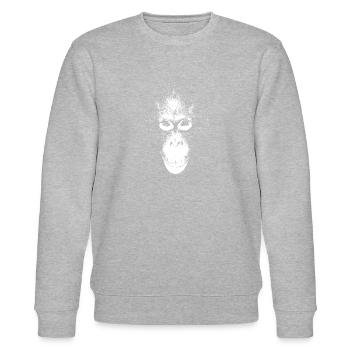 Orang-Utan-Gesicht weiß - Stanley/Stella Unisex Bio-Sweatshirt CHANGER  - Grau meliert - Vorne - Nik (191cm) & Marisol (170cm)