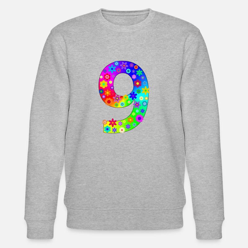 Blumen Zahl 9 - Stanley/Stella Unisex Bio-Sweatshirt CHANGER  - Grau meliert