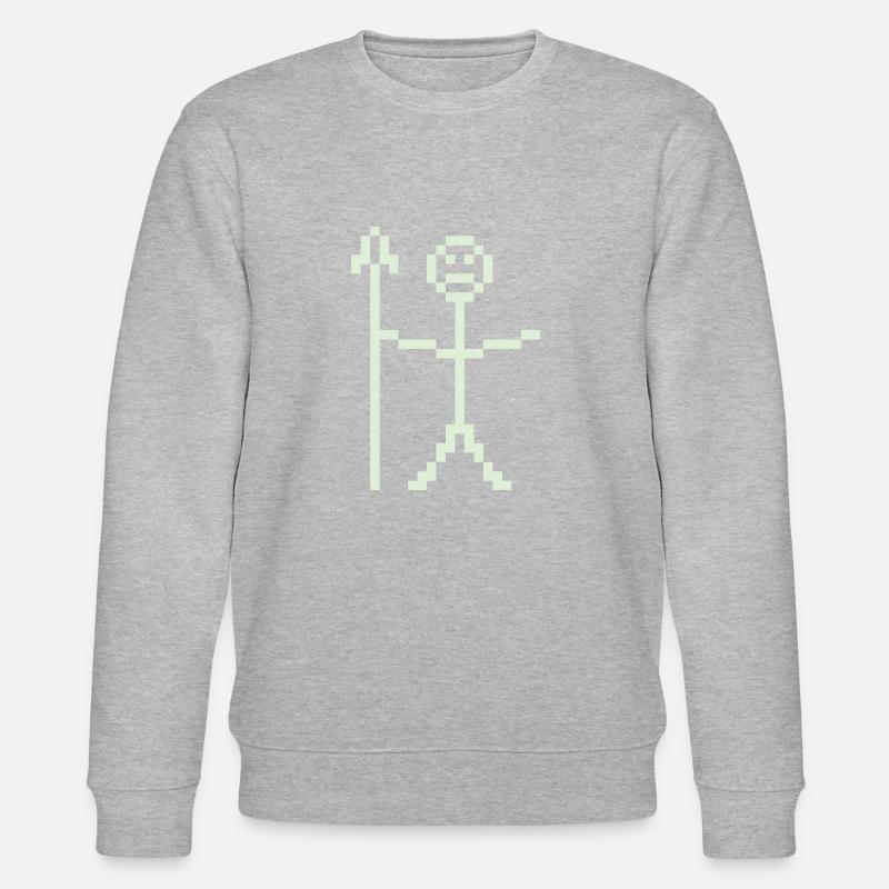 Strichmännchen Krieger Pixelart - Stanley/Stella Unisex Bio-Sweatshirt CHANGER  - Grau meliert