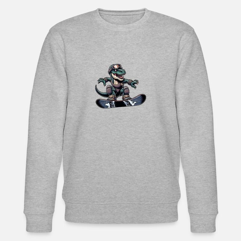 T-Rex Dino Snowboarder - Stanley/Stella Unisex Bio-Sweatshirt CHANGER  - Grau meliert