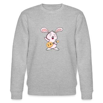 Hase liebt die Ukulele - Stanley/Stella Unisex Bio-Sweatshirt CHANGER  - Grau meliert - Vorne - Nik (191cm) & Marisol (170cm)