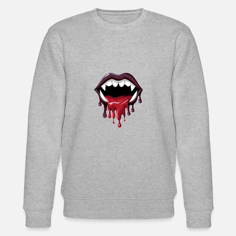 Dripping Vampire lips - Stanley/Stella CHANGER Unisex Organic Sweatshirt - heather grey