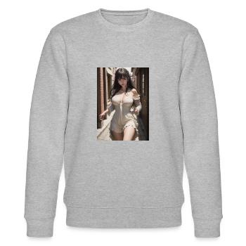 Woman in a alley, town,Generated AI - Stanley/Stella Unisex Bio-Sweatshirt CHANGER  - Grau meliert - Vorne - Nik (191cm) & Marisol (170cm)