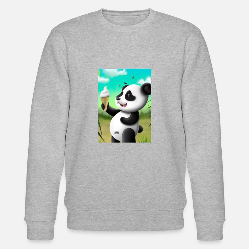 Panda mit Eiscreme - Stanley/Stella Unisex Bio-Sweatshirt CHANGER  - Grau meliert