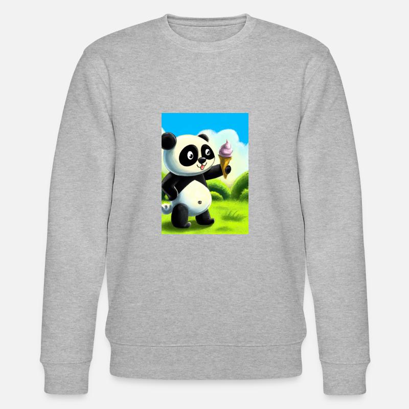 Panda mit Eiscreme - Stanley/Stella Unisex Bio-Sweatshirt CHANGER  - Grau meliert
