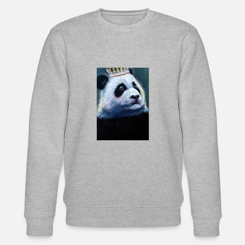 Panda mit Krone Ölgemälde - Stanley/Stella Unisex Bio-Sweatshirt CHANGER  - Grau meliert