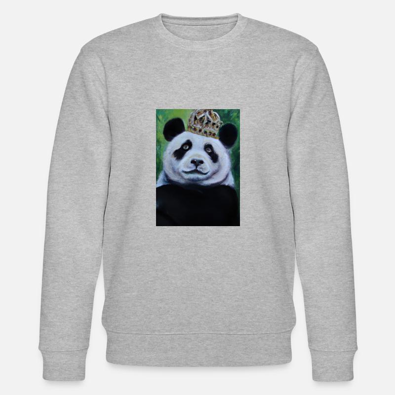 Panda mit Krone Ölgemälde - Stanley/Stella Unisex Bio-Sweatshirt CHANGER  - Grau meliert