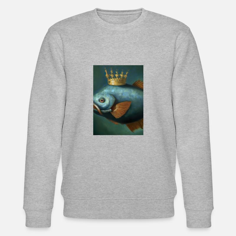 Fisch mit Krone - Stanley/Stella Unisex Bio-Sweatshirt CHANGER  - Grau meliert