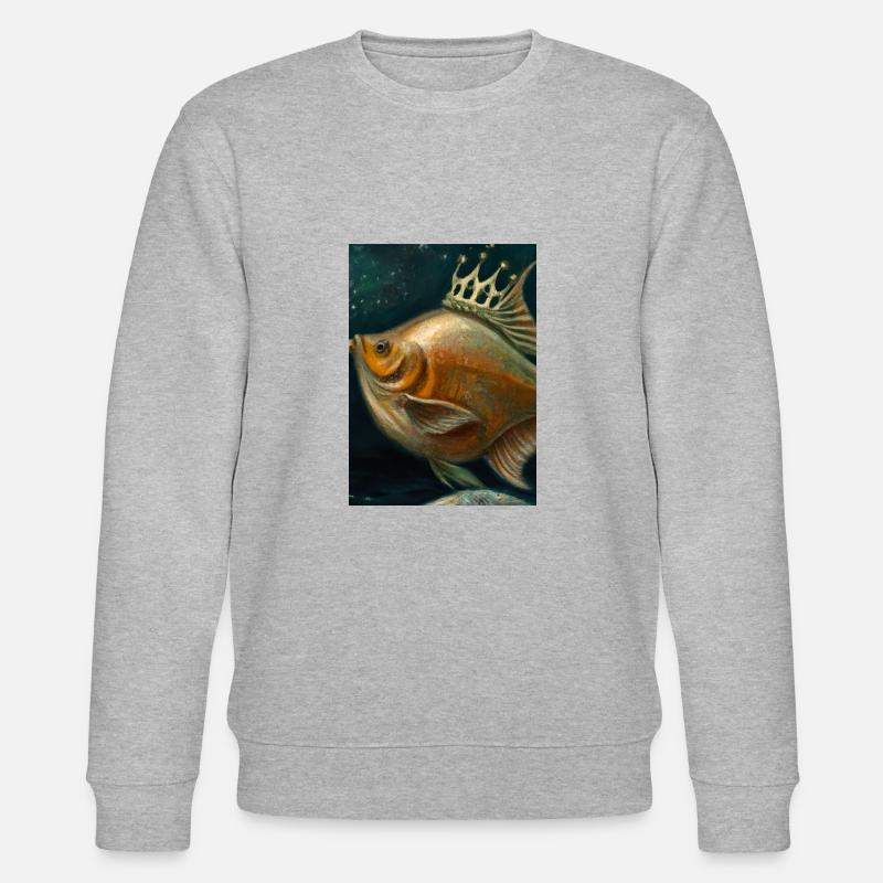 Fisch mit Krone - Stanley/Stella Unisex Bio-Sweatshirt CHANGER  - Grau meliert