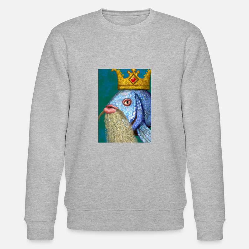 Fisch mit Krone - Stanley/Stella Unisex Bio-Sweatshirt CHANGER  - Grau meliert