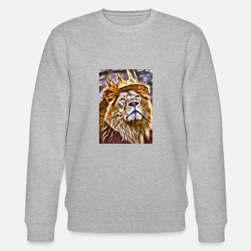 Löwe mit Krone - Stanley/Stella Unisex Bio-Sweatshirt CHANGER  - Grau meliert