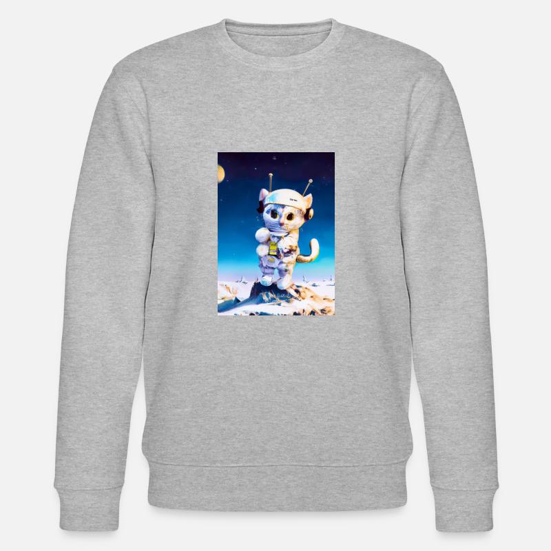 Astronautenkatze - Stanley/Stella Unisex Bio-Sweatshirt CHANGER  - Grau meliert