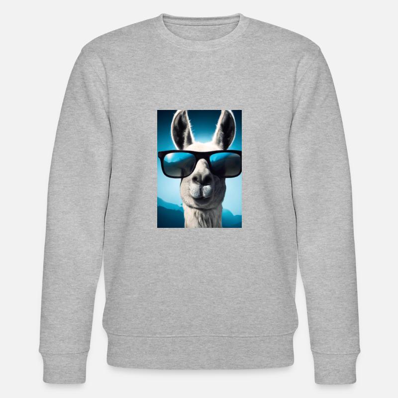 Lama mit Sonnenbrille - Stanley/Stella Unisex Bio-Sweatshirt CHANGER  - Grau meliert
