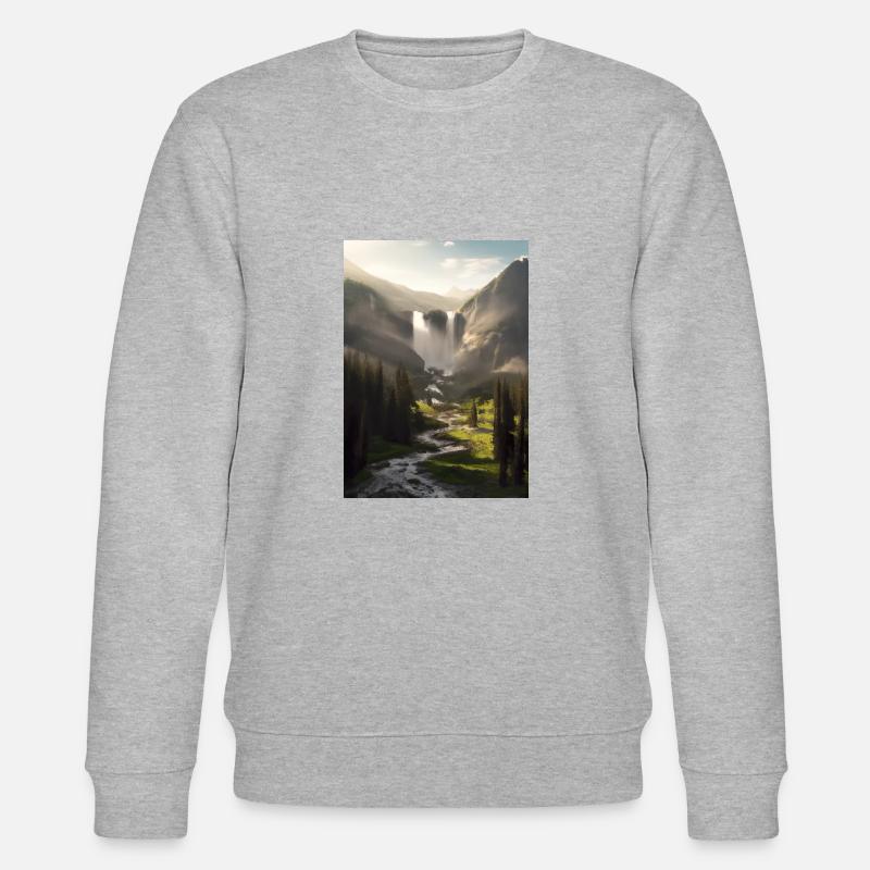 Wasserfall in der Natur - Stanley/Stella Unisex Bio-Sweatshirt CHANGER  - Grau meliert