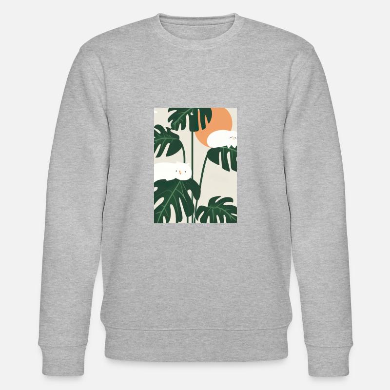 Katzen auf Leafs - Stanley/Stella Unisex Bio-Sweatshirt CHANGER  - Grau meliert