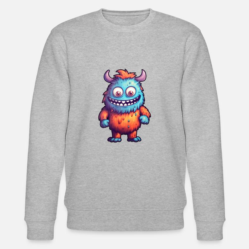 Kleines Monster "Munchkin" im Comic-Stil - Stanley/Stella Unisex Bio-Sweatshirt CHANGER  - Grau meliert