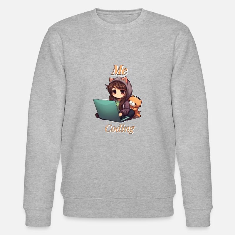 "Code Cutie: Anime-inspired Girl Coding" - Stanley/Stella CHANGER Unisex Organic Sweatshirt - heather grey