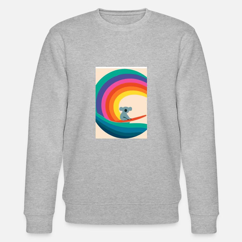 Surfender Regenbogen-Koala - Stanley/Stella Unisex Bio-Sweatshirt CHANGER - Grau meliert