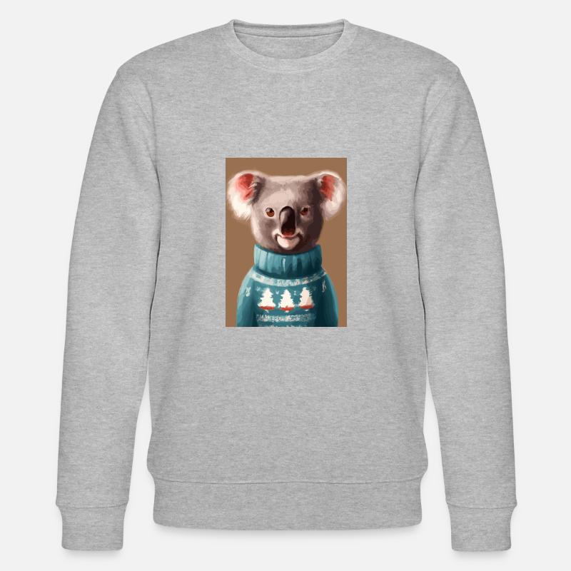 Koala im Weihnachtspullover - Stanley/Stella Unisex Bio-Sweatshirt CHANGER  - Grau meliert