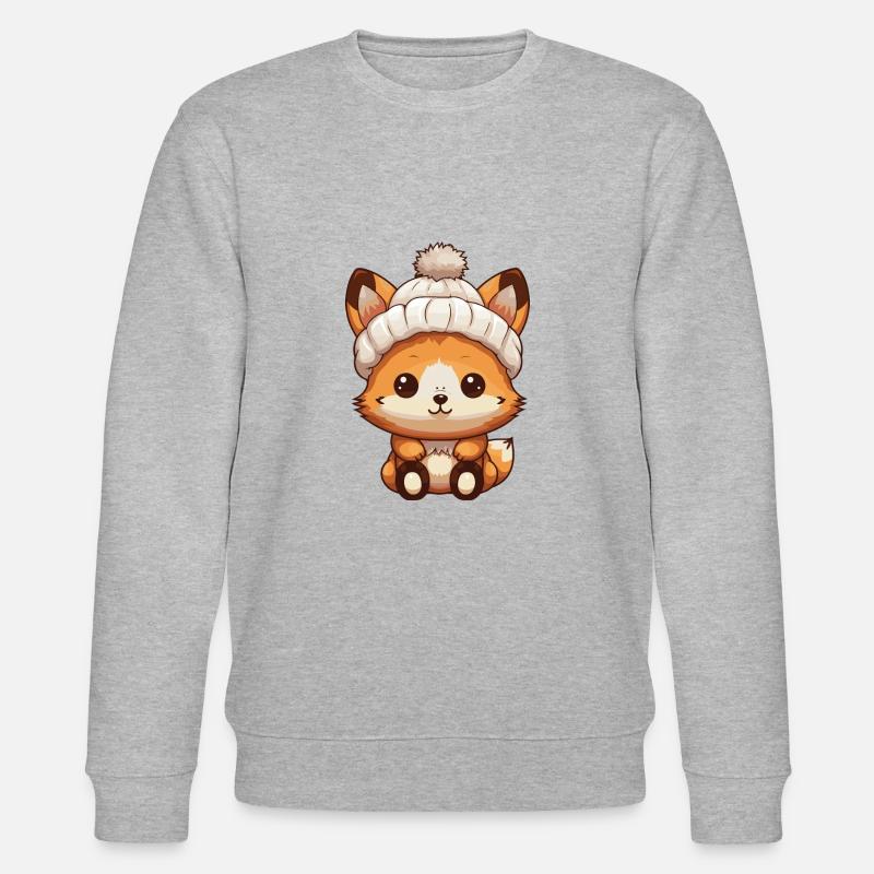 Fox Winter Comic - Stanley/Stella CHANGER Unisex Organic Sweatshirt - heather grey
