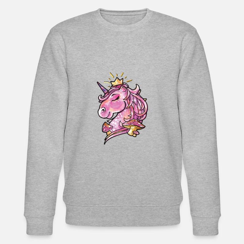 Aquarell-Einhorn mit Pilz-Tier - Stanley/Stella Unisex Bio-Sweatshirt CHANGER  - Grau meliert
