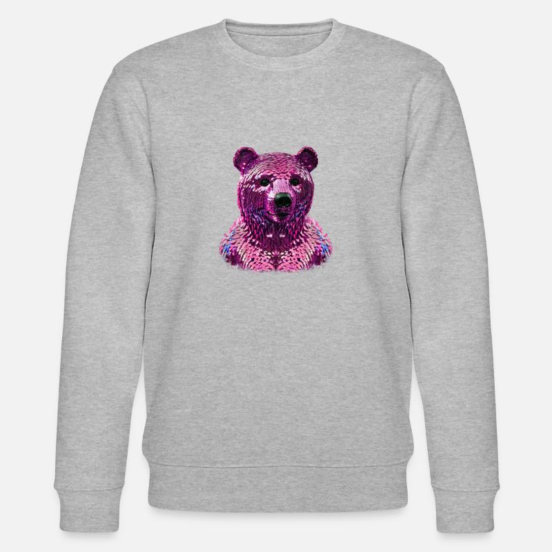 Ours, paillettes, ours rose, brillant - Sweat bio CHANGER Stanley/Stella Unisexe - gris chiné