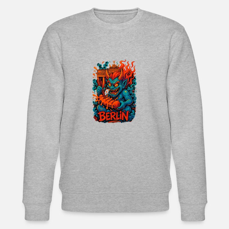 Berlin Oni – Currywurst Chaos - Stanley/Stella Unisex Bio-Sweatshirt CHANGER  - Grau meliert