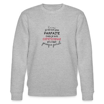 Not perfect but dietician - Stanley/Stella CHANGER Unisex Organic Sweatshirt - heather grey - Front - Nik (191cm) & Marisol (170cm)