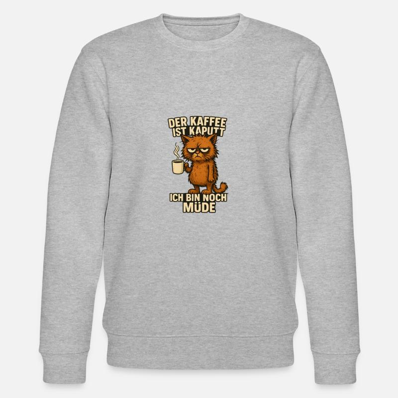 Ich bin müde Kaffee Spruch - Stanley/Stella Unisex Bio-Sweatshirt CHANGER - Grau meliert