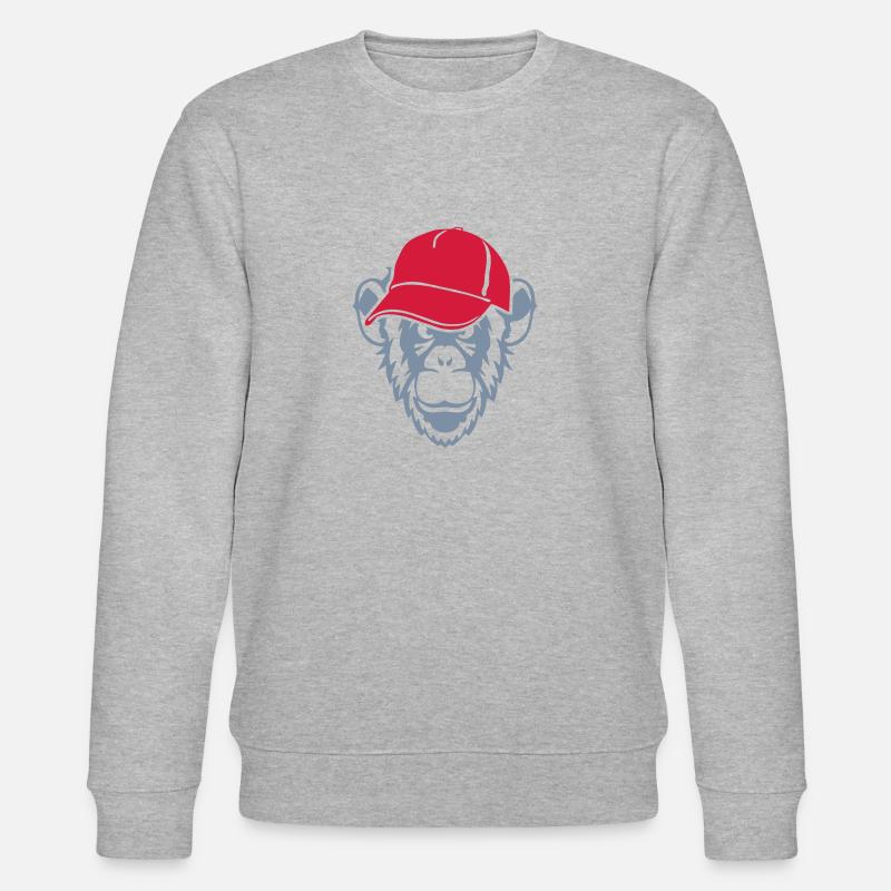 wildes Tier Affe Kappe 0 - Stanley/Stella Unisex Bio-Sweatshirt CHANGER  - Grau meliert